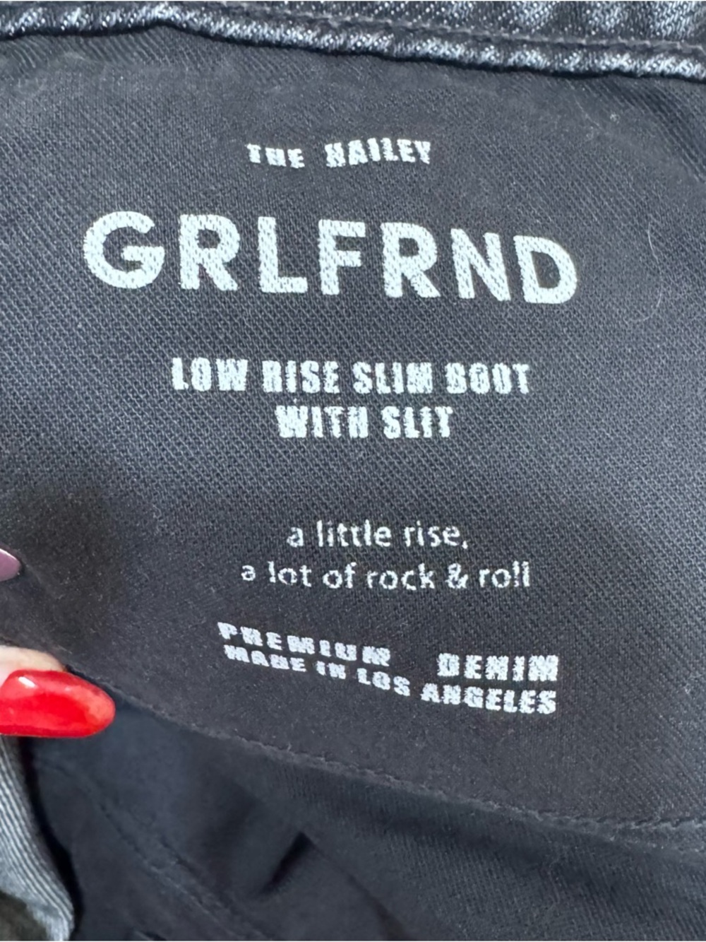 GRLFRND Hailey Low Rise Slim Boot With Slit Empire State Black $235 Size 26 - Picture 9 of 10